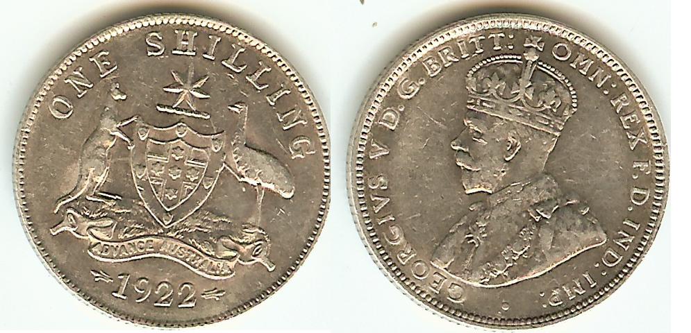 Australian Shilling 1922 aEF/EF